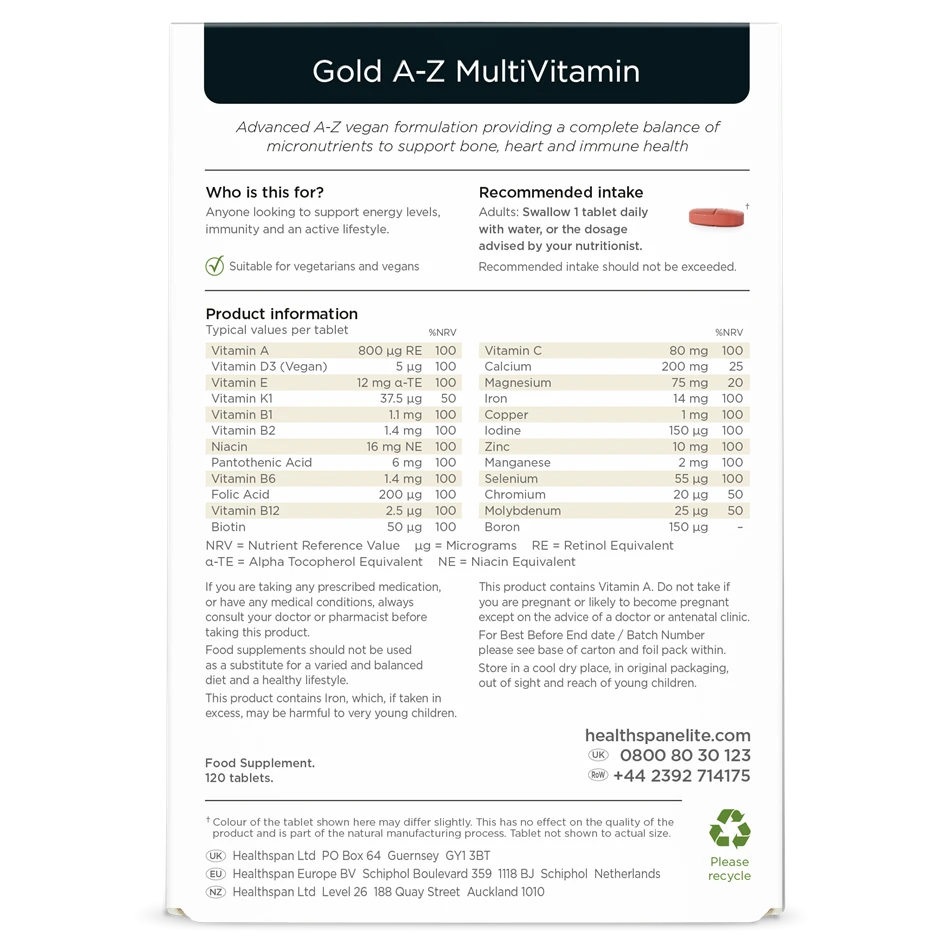Gold A-Z MultiVitamin (120 Tablets)