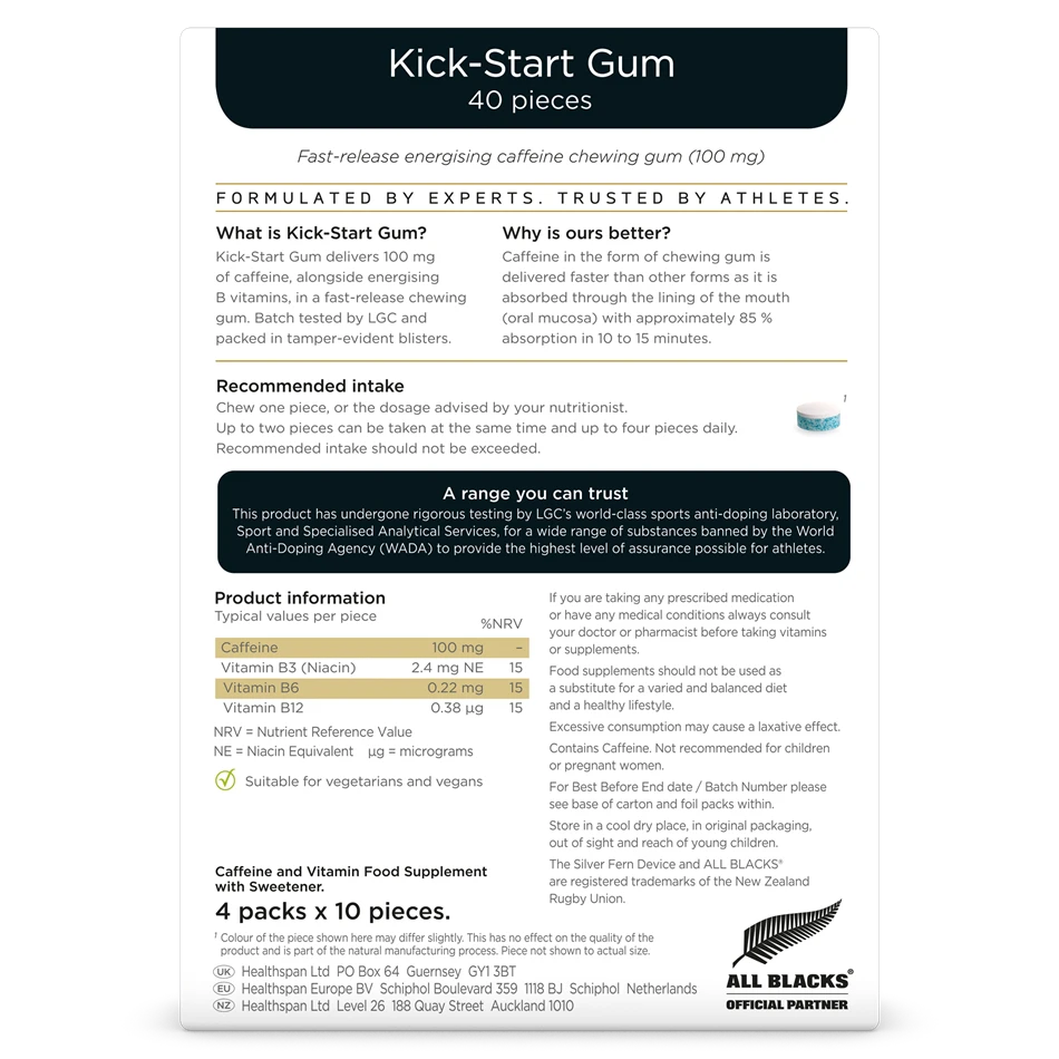 Kick-Start Caffeine Gum (40 Pieces)